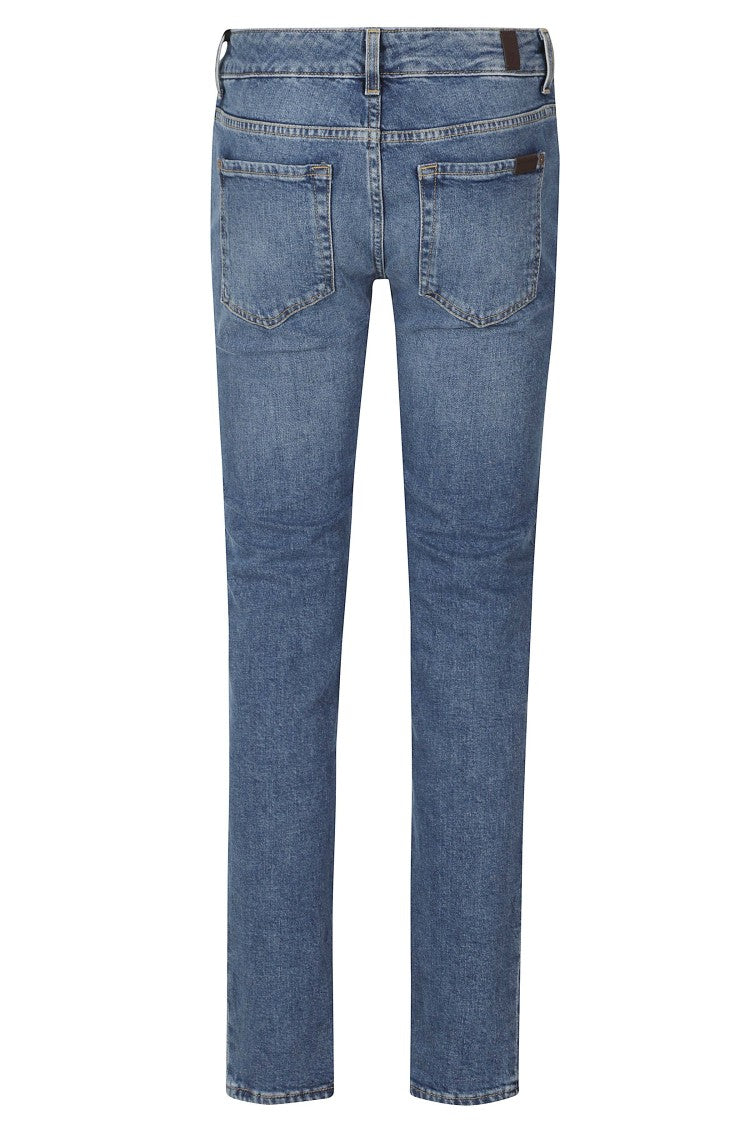 7 For All Mankind Midtown Blue Low-Rise Skinny Jeans