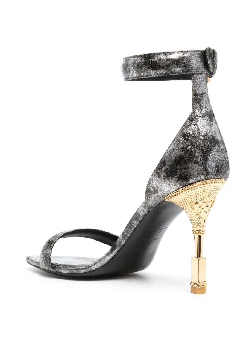 Balmain Metallic-Effect Leather Sandals
