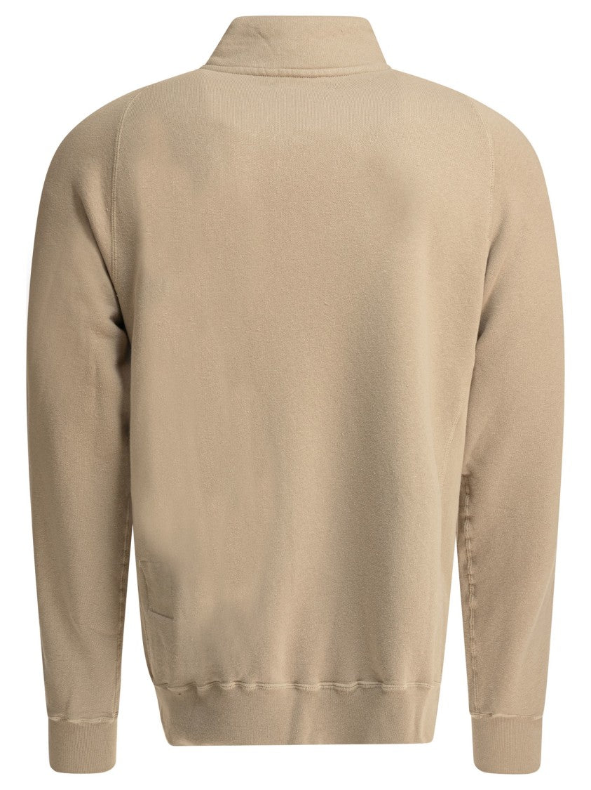 Nonnative Half-Zip Beige Sweatshirt With High Collar