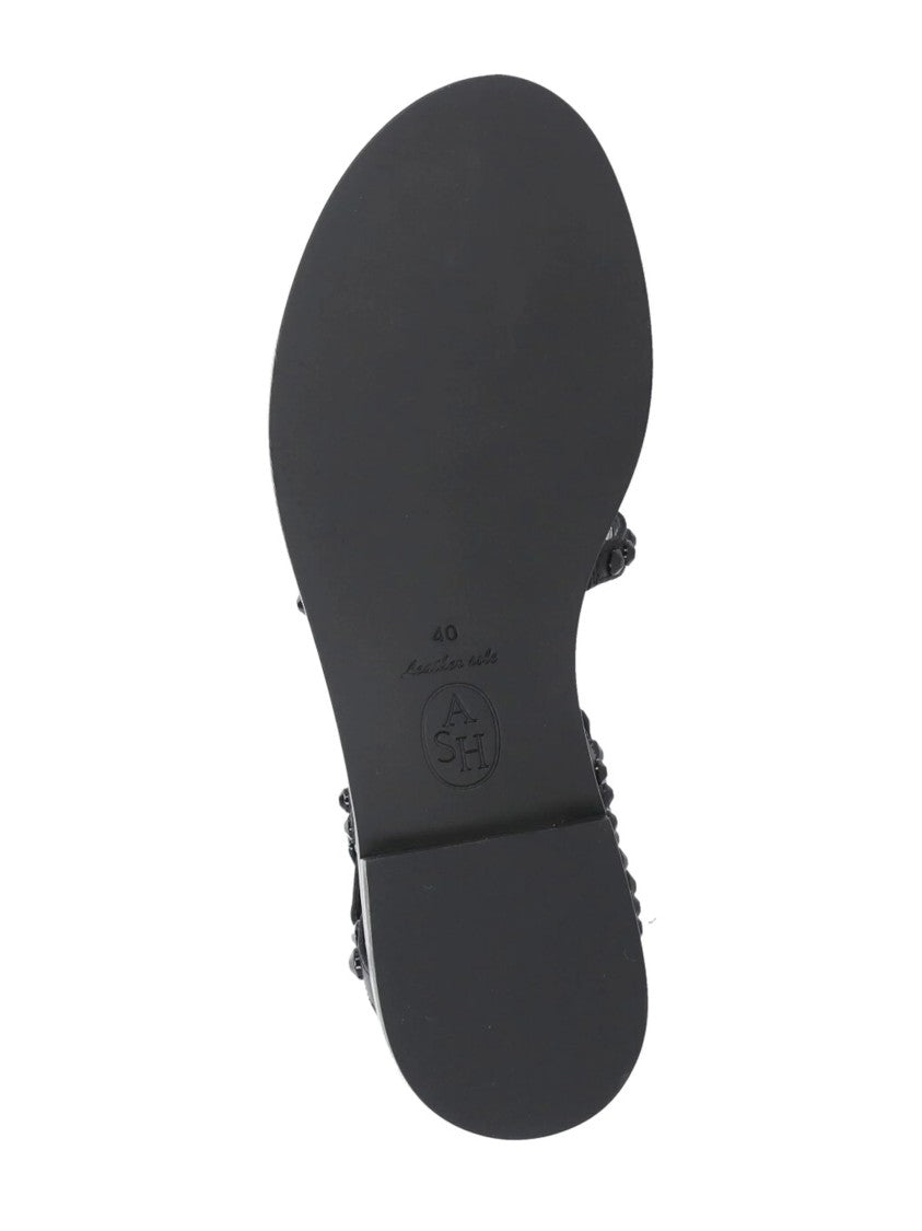 Ash Studded Flat Sandals With Adjustable Ankle Strap