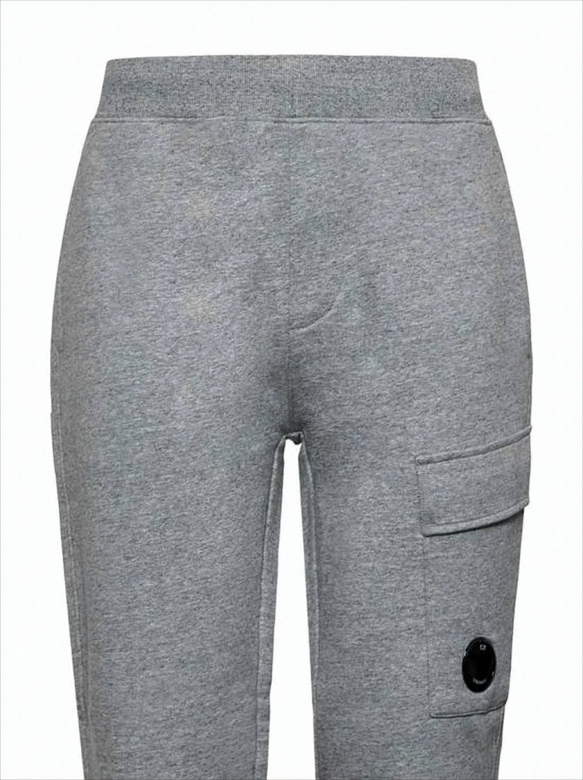 C.P. Company Heather Grey Tapered Fit Jogger Pants With Cargo Pocket And Ribbed Cuffs