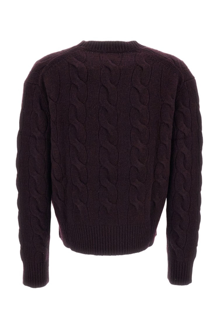 Polo Ralph Lauren Brown Cable-Knit Wool-Cashmere Blend Crewneck Sweater