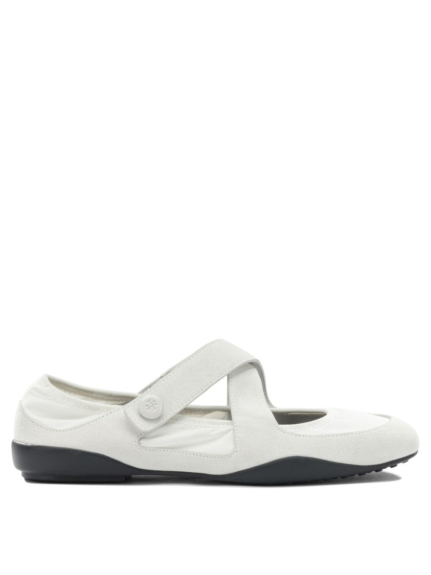 Tory Burch White Mary Jane Ballerinas With Soft Suede Upper