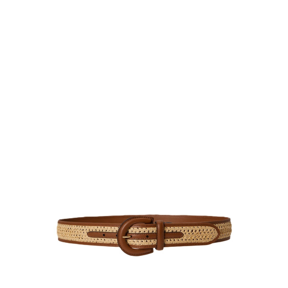 Lauren Ralph Lauren Woven Straw-Belt With Smooth Leather Edges