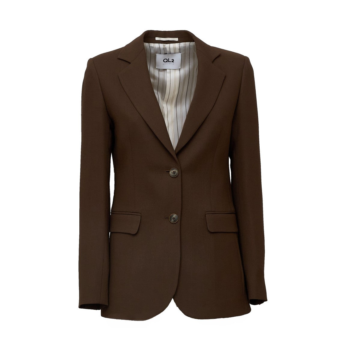 Ql2 Blanche Brown Wool Two-Button Blazer
