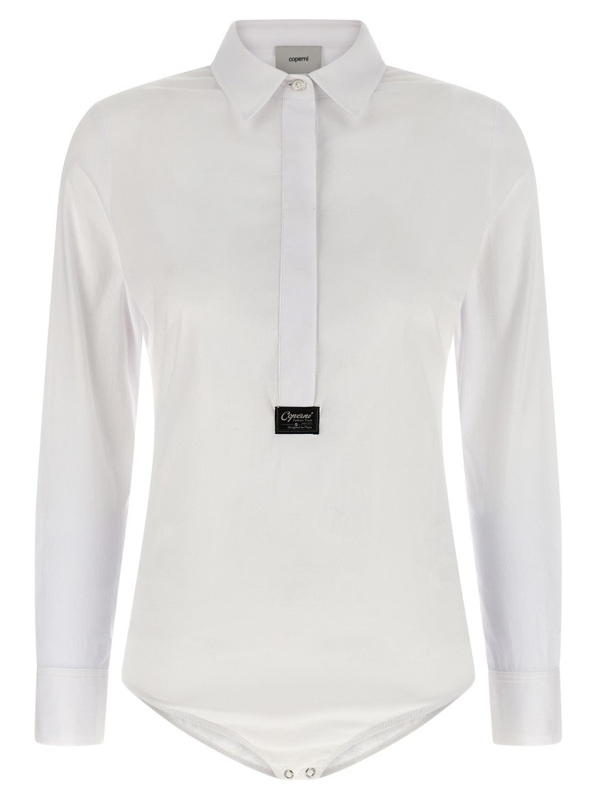 Coperni Shirt-Style Bodysuit With Logo Patch And Concealed Closure