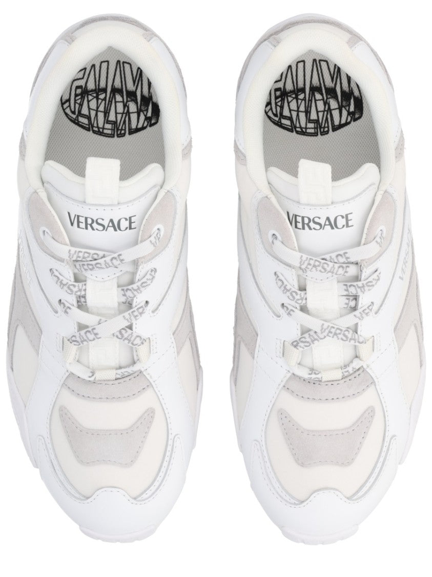 Versace White Galaxia Layered Calf Leather Sneakers