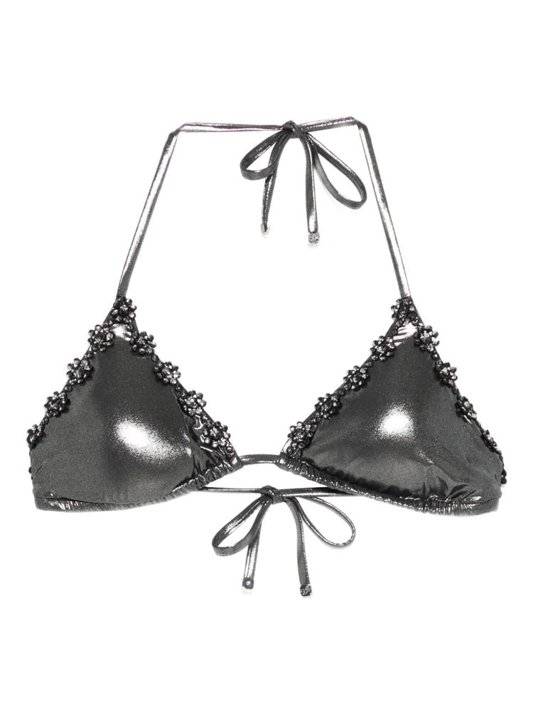 Agent Provocateur Multicolour Maiya Triangle Metallic Floral Polyester Bikini Top