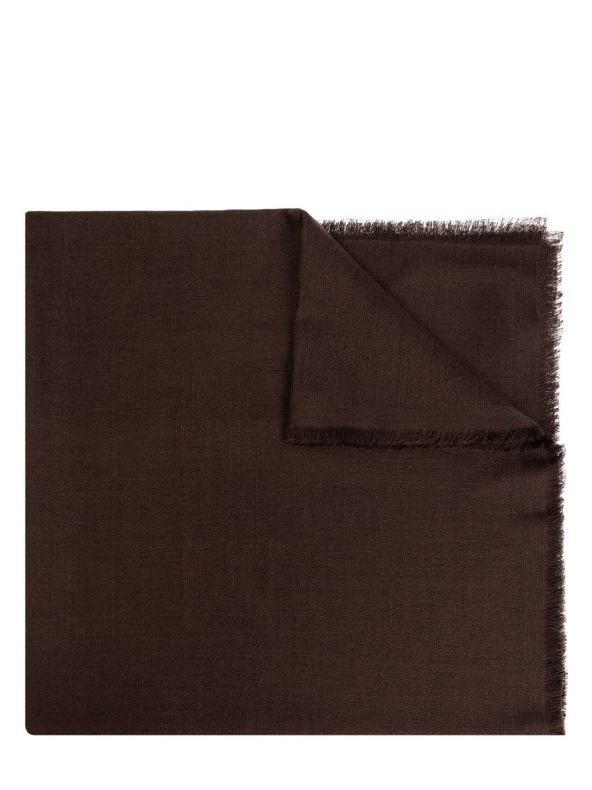 Max Mara Wraparound Brown Scarf With Fringe Detailing