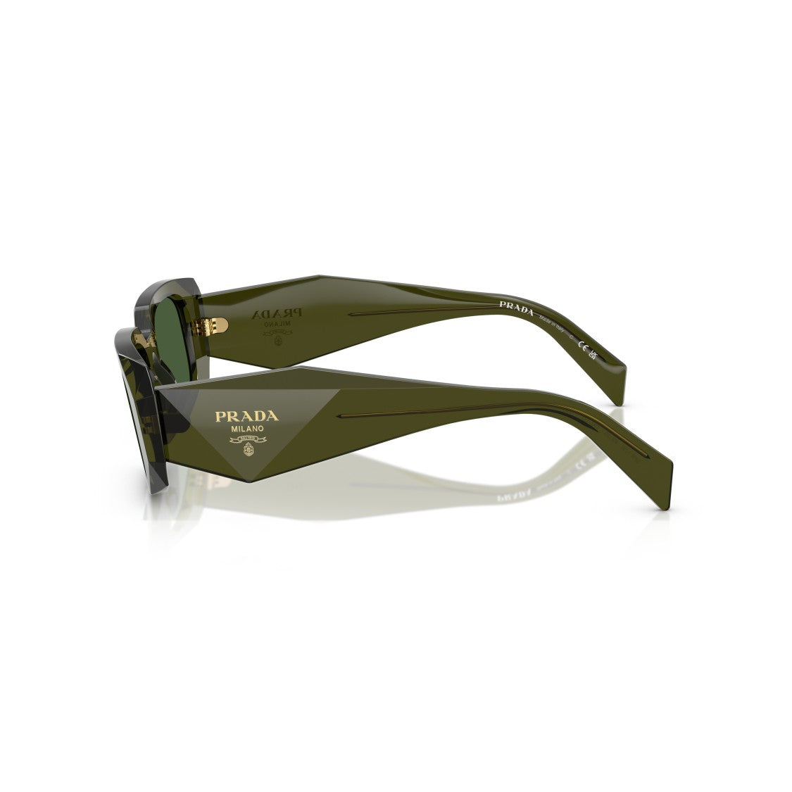 Prada 0Pr 17Ws Translucent Olive Green Rectangle Frame Sunglasses