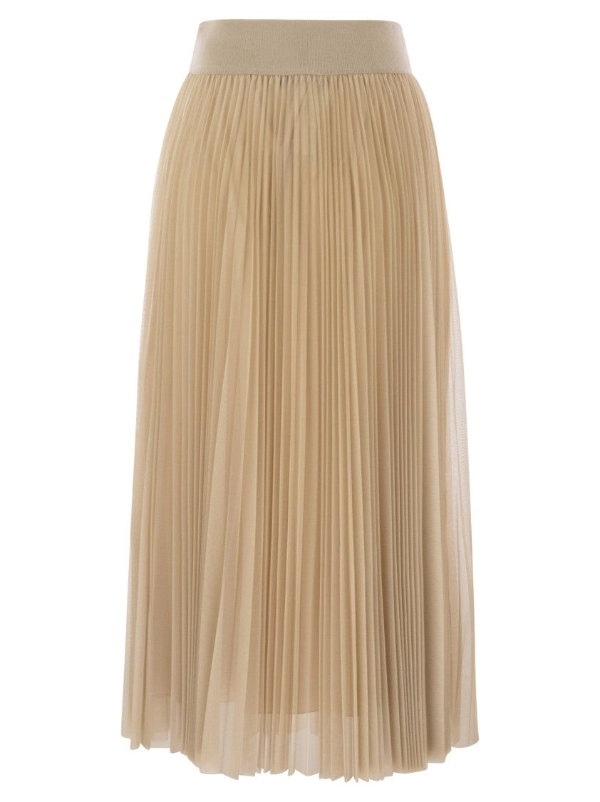 Fabiana Filippi Pleated Tulle Skirt With Knitted Waistband
