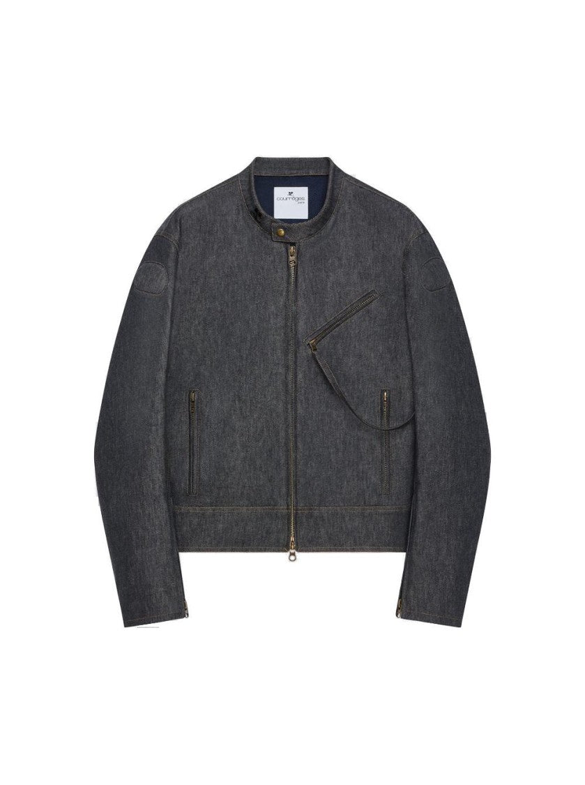Courrèges Scuba Denim Bomber Jacket Dark Heather Grey