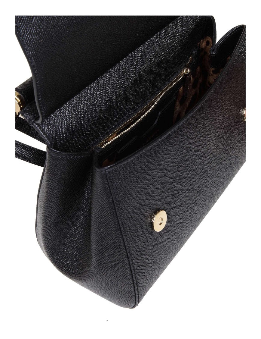 Dolce & Gabbana Medium Sicily Bag In Dauphine Leather Color Black