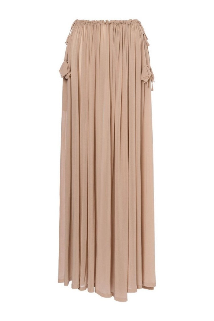 Philosophy Di Lorenzo Serafini Beige Maxi Skirt With Gathered Waist