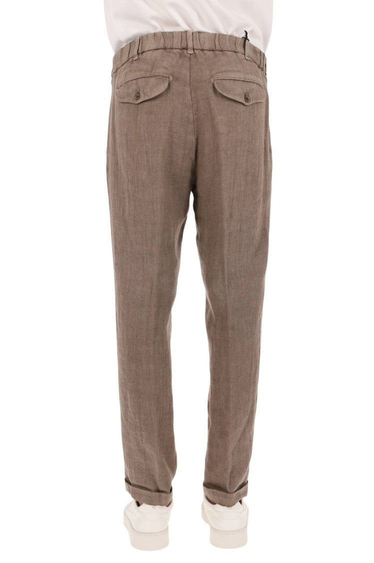 Myths Linen Pants With Elasticated Waistband And Classic Design