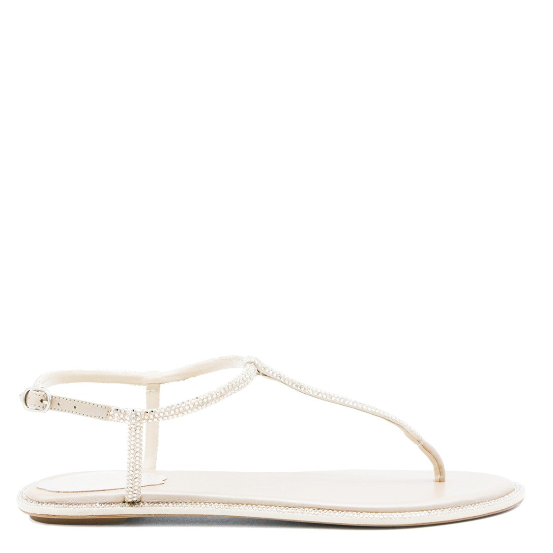 René Caovilla White Leather Flats