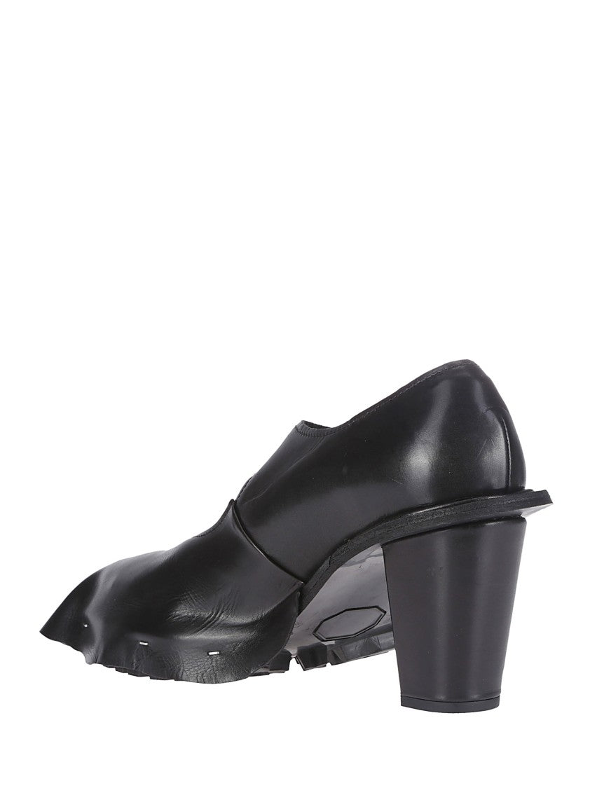 Comme Des Garçons Leather Heels With Draped Detail