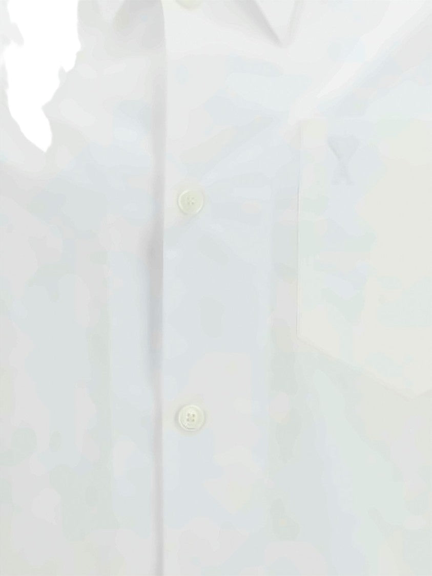 Ami Paris Minimalist White Short-Sleeve Poplin Shirt