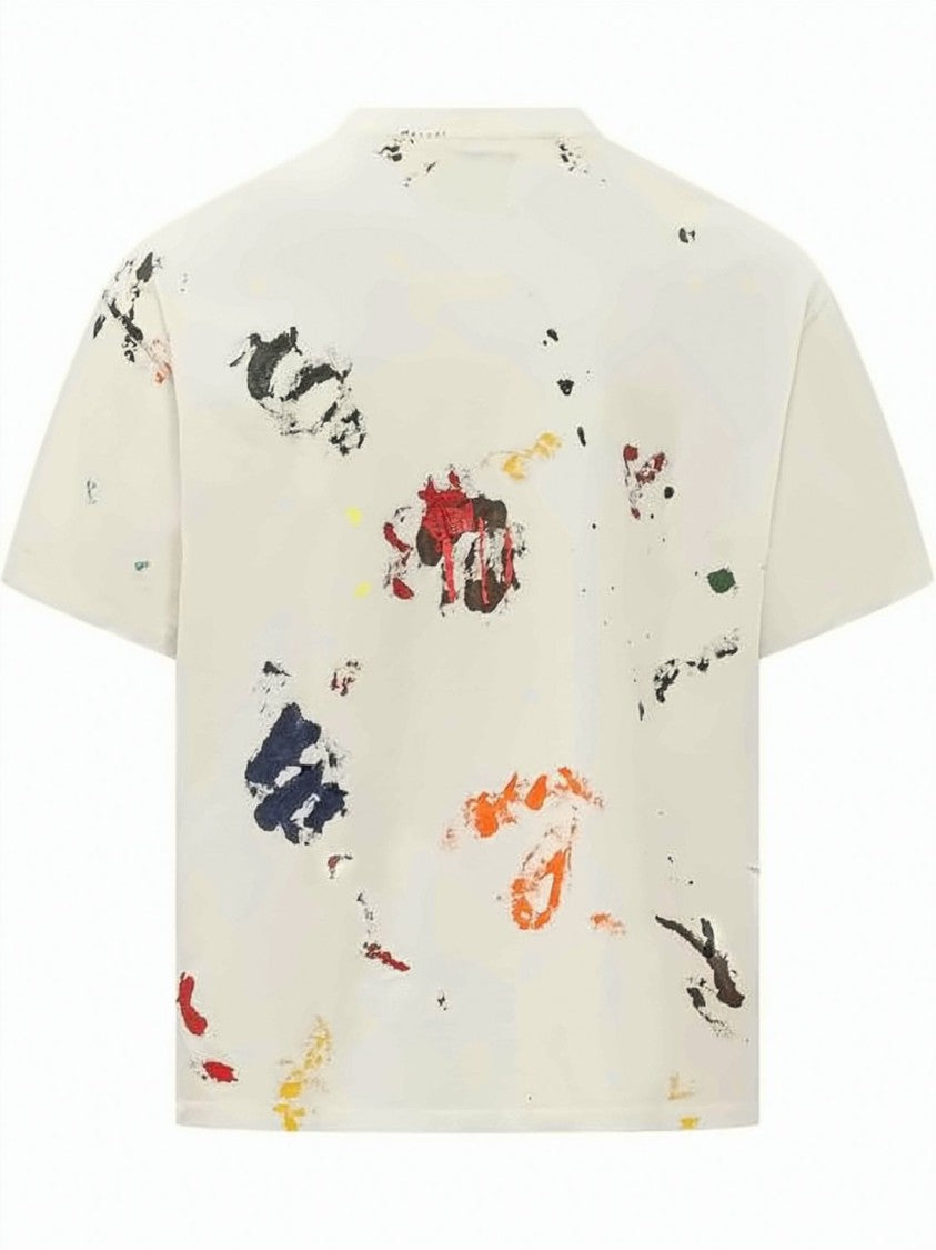 Gallery Dept. Relaxed Fit Off-White T-Shirt With Abstract Paint Splatter