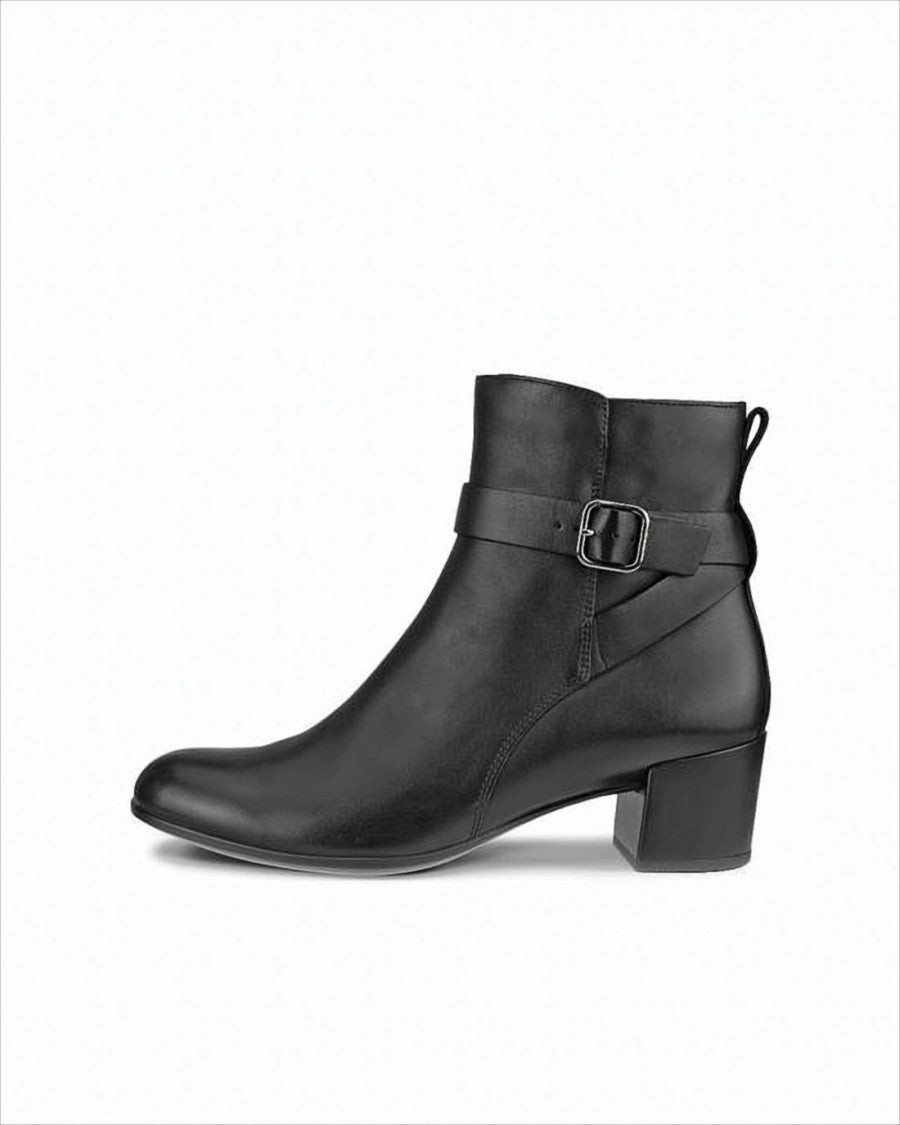 Ecco Smooth Leather Ankle Boots With Decorative Strap