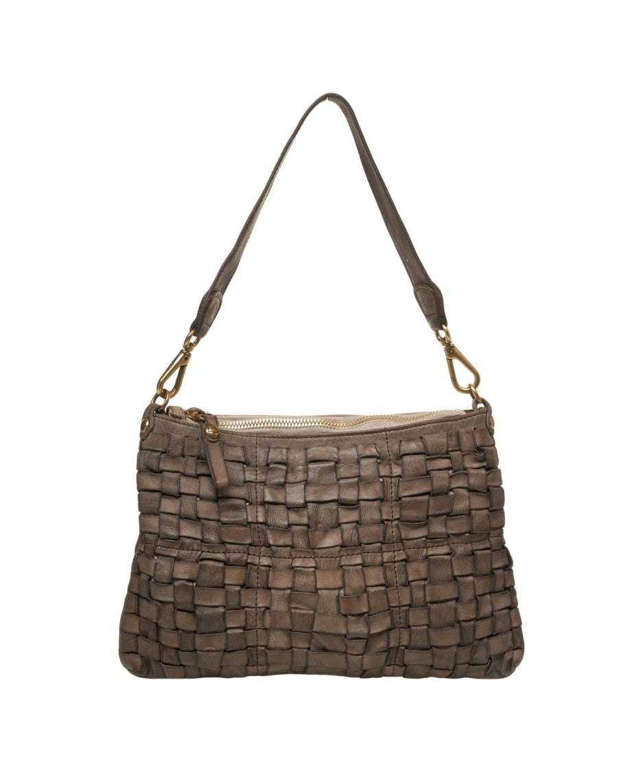 Campomaggi Braided Leather Shoulder Bag With Zip Closure And Adjustable Strap