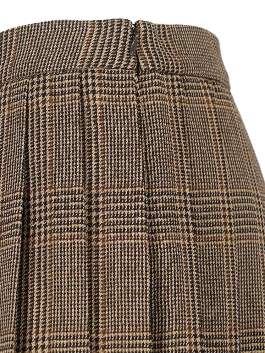Golden Goose Prince Of Wales Check Pleated Mini Skirt