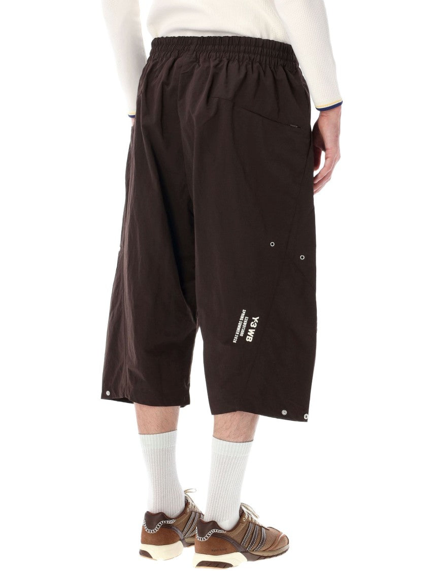 Adidas X Y-3 Brown Rip Knee-Length Elastic Shorts