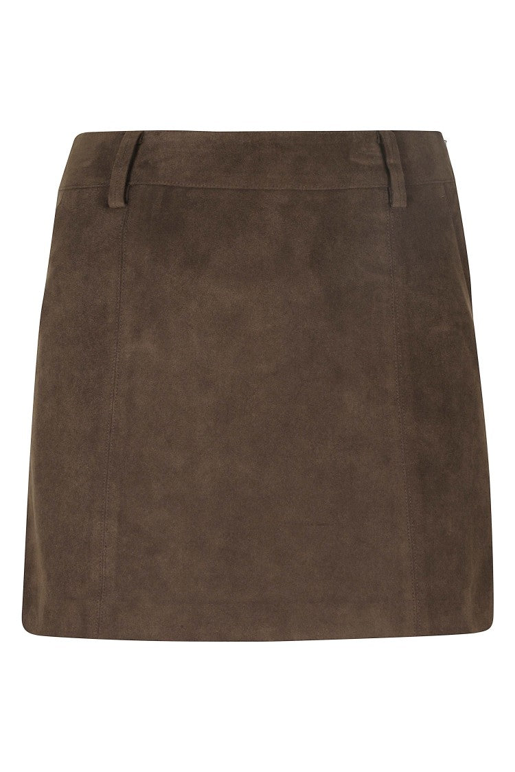 Dunst Faux Suede Miniskirt With Belt Loops And Streamlined Silhouette