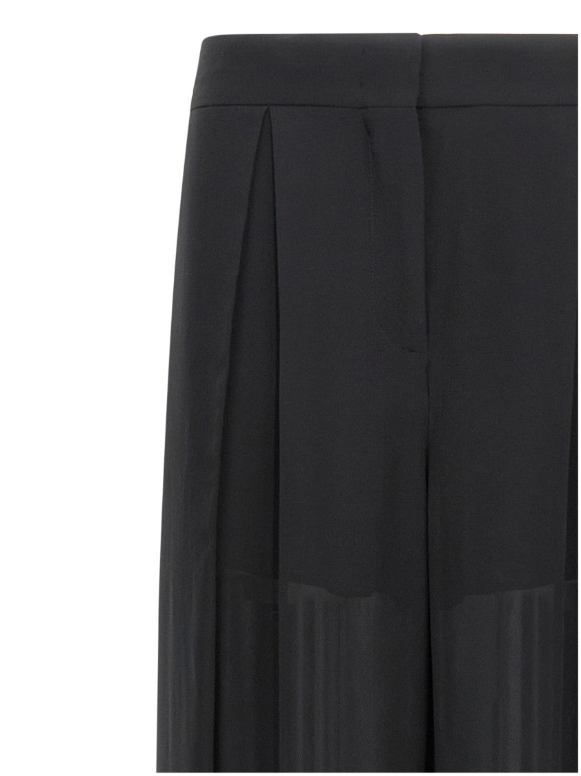 Alberta Ferretti High-Waisted Silk Georgette Palazzo Pants With Asymmetrical Back Panel