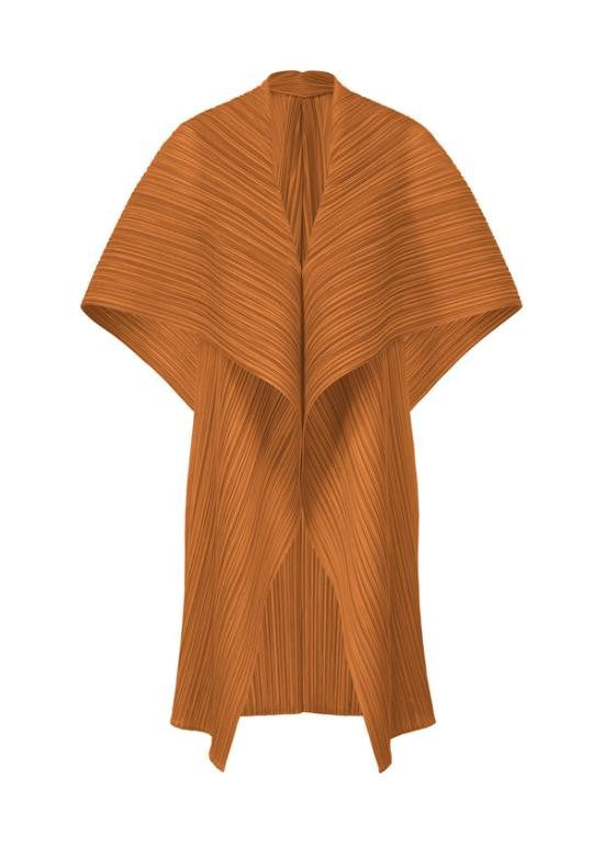 Pleats Please Pleated Draped Cape With Textured Ribbed Finish