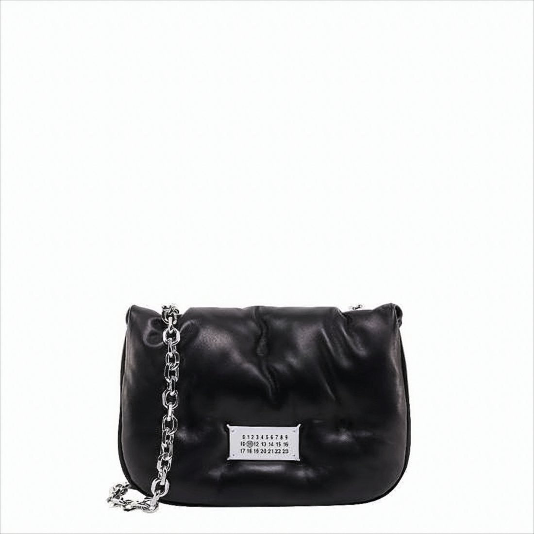 Maison Margiela Quilted Lambskin Shoulder Bag With Silver Chain Strap