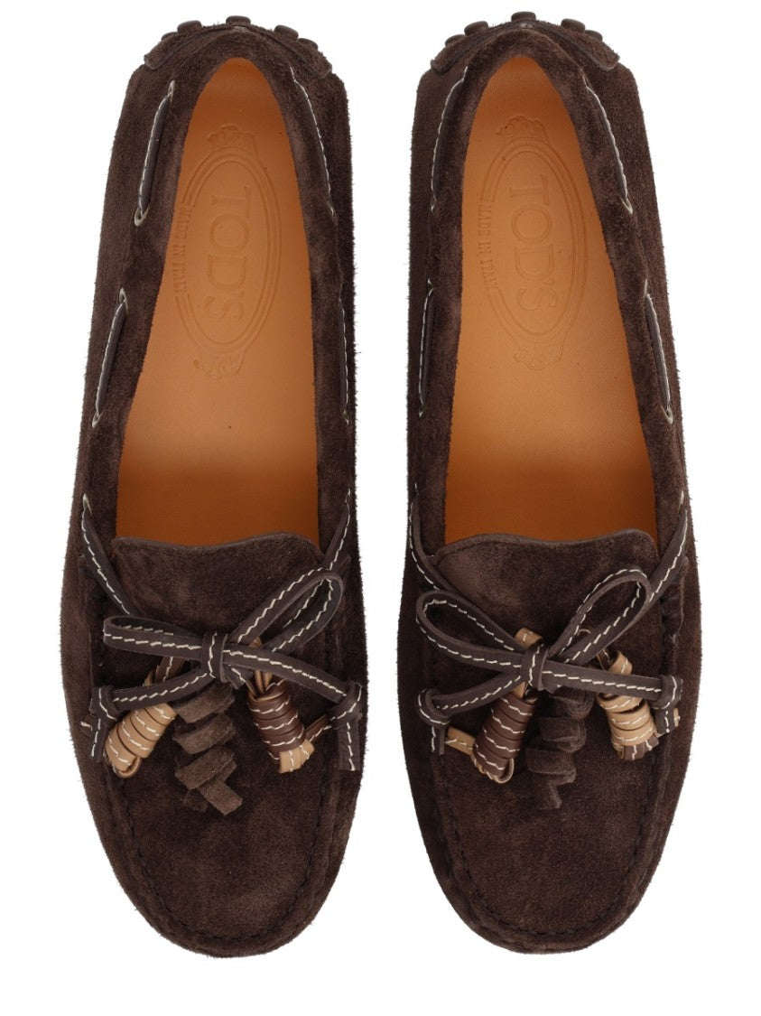 Tod's Suede Contrast Stitching Tassel Loafers