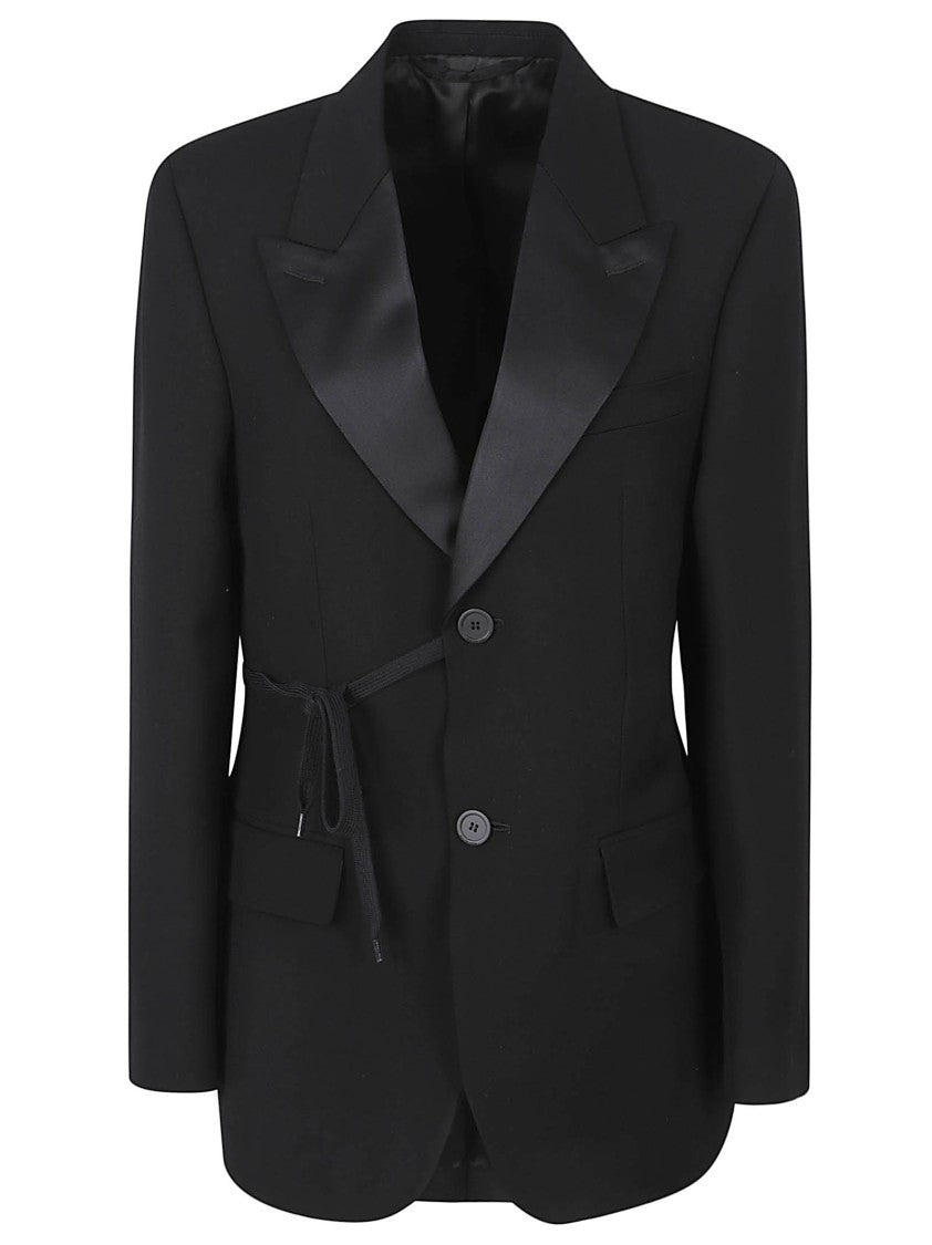 Balenciaga Asymmetrical Black Wool Blazer With Satin Lapel