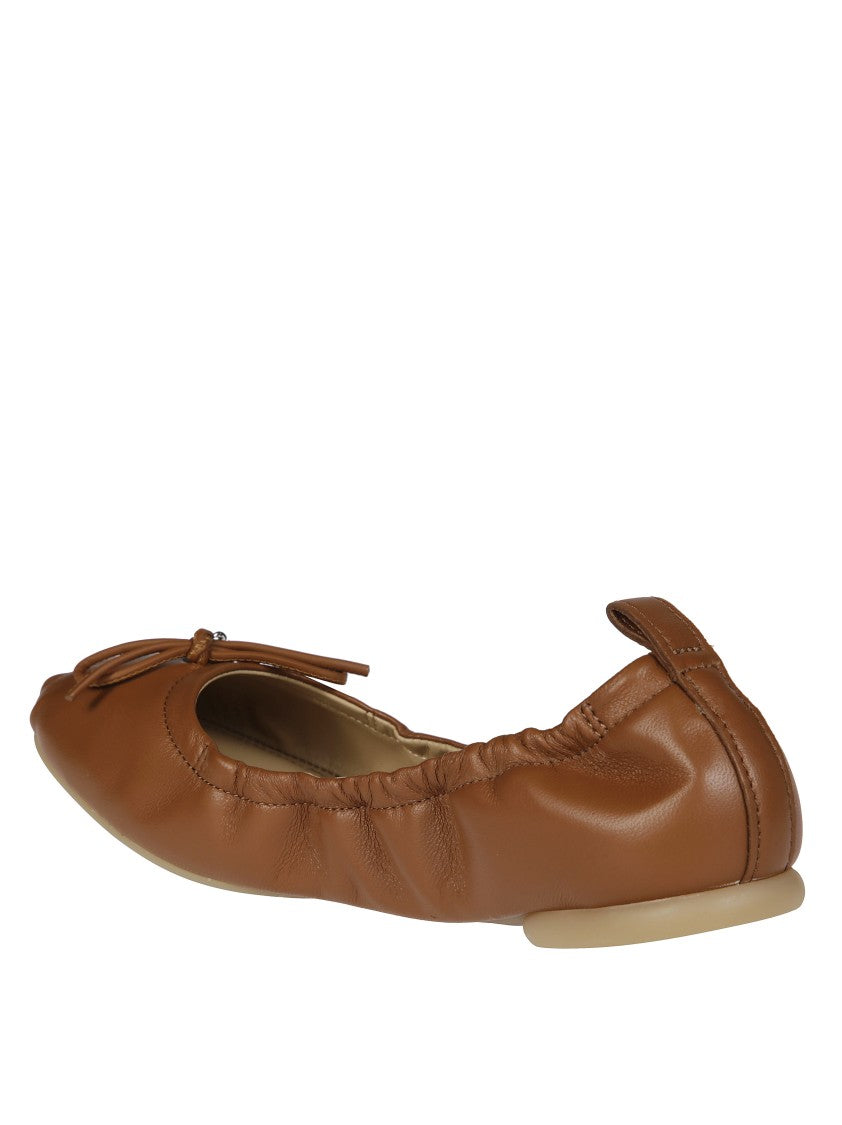 Hogan Rounded Toe Ballerina Flats With Soft Gathered Upper