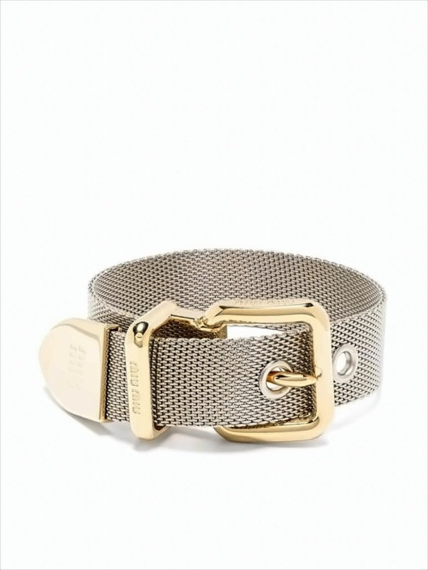 Miu Miu Polished Brass Buckle Bracelet
