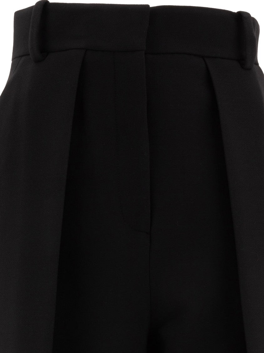Khaite High-Waist Wide-Leg Pants With Pleated Detailing