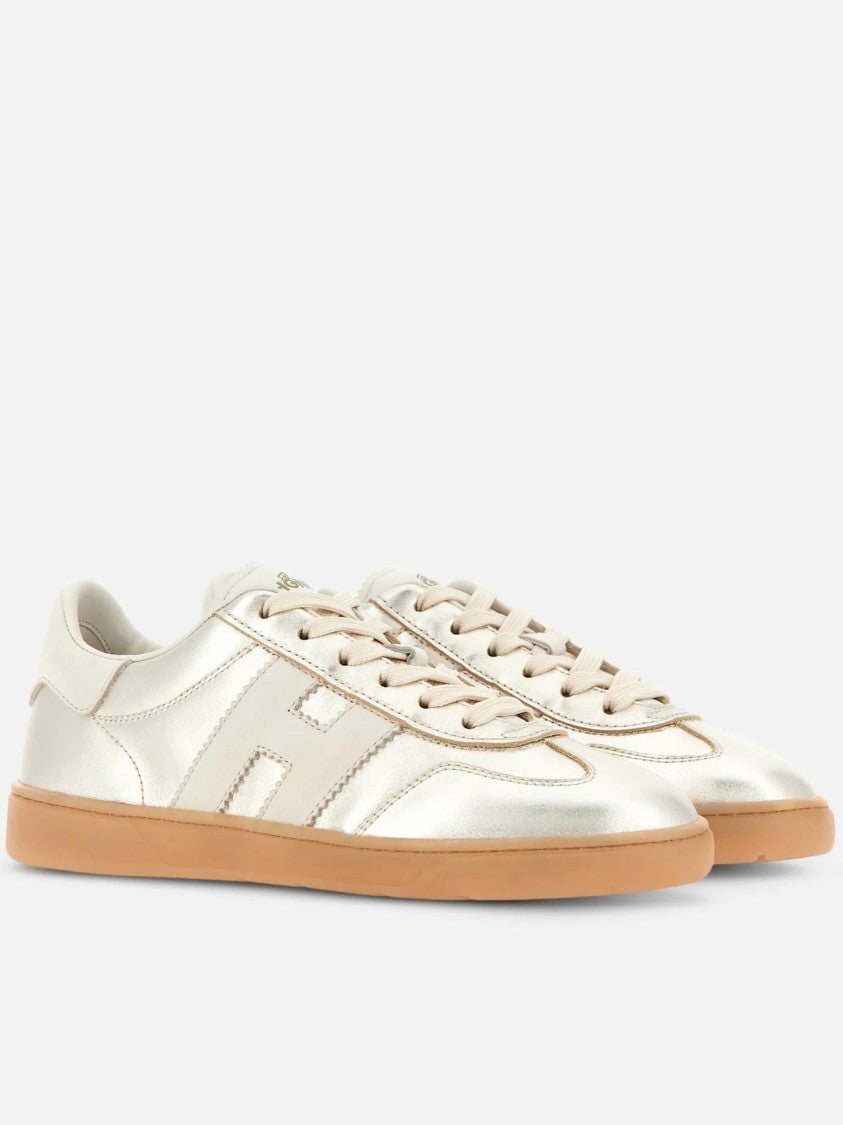 Hogan Low-Top Leather Sneakers With Metallic Sheen And Logo Detail