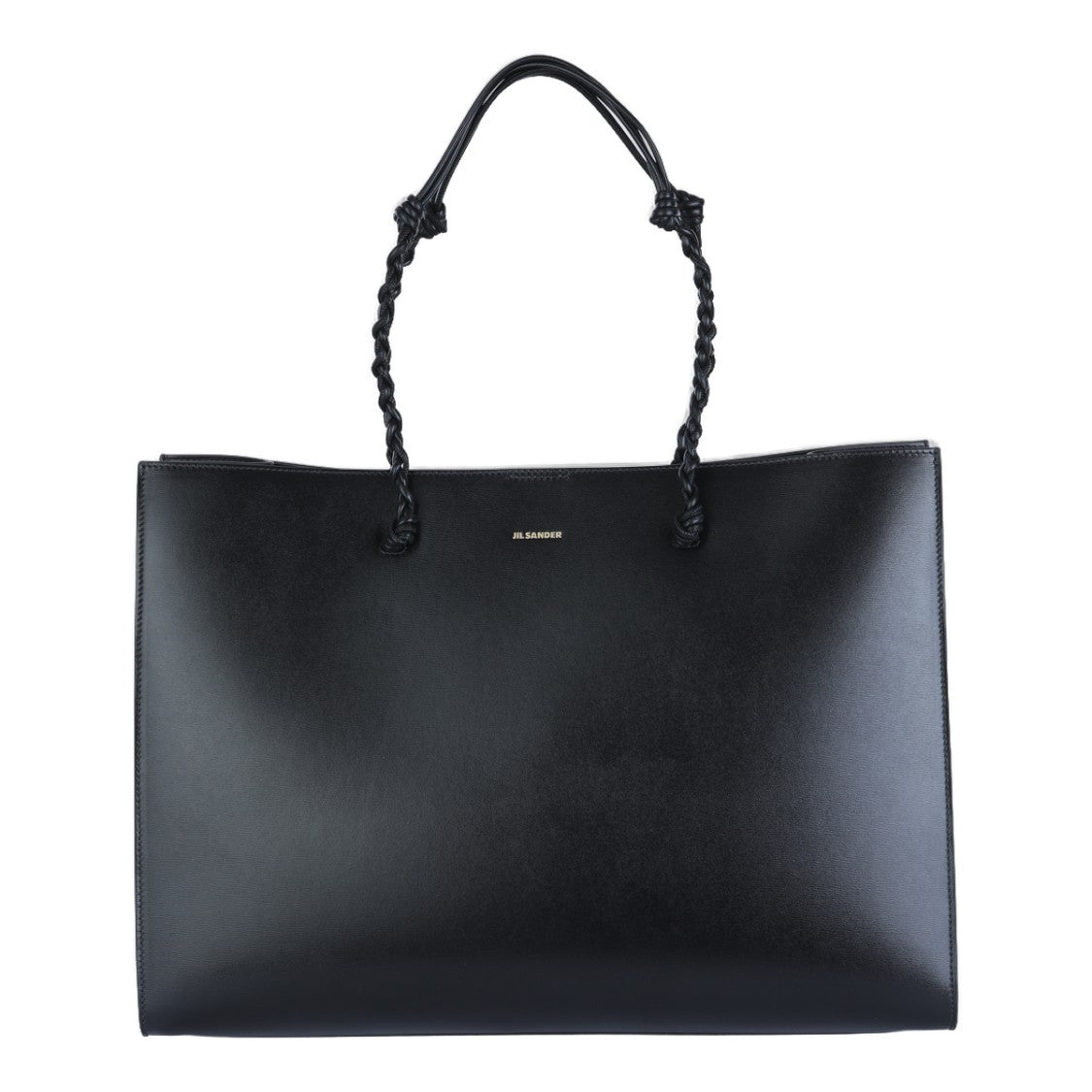 Jil Sander Structured Black Tote Bag With Braided Handles