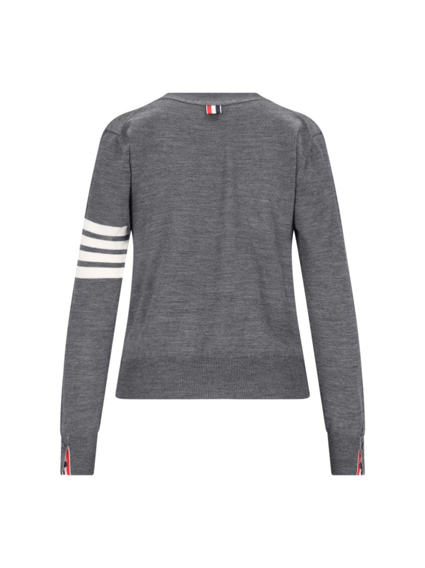 Thom Browne "4-Bar" V-Neck Cardigan – Grey