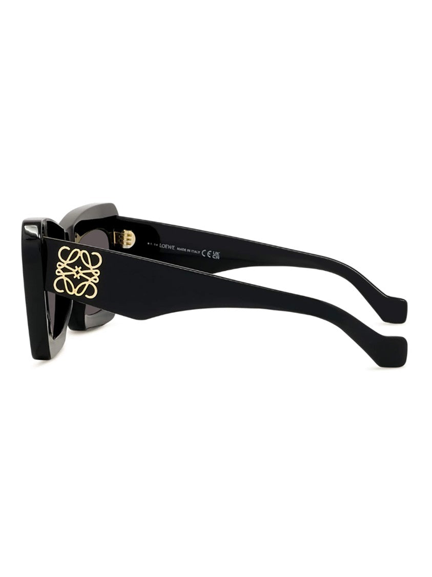 Loewe Angular Black Sunglasses With Decorative Emblem