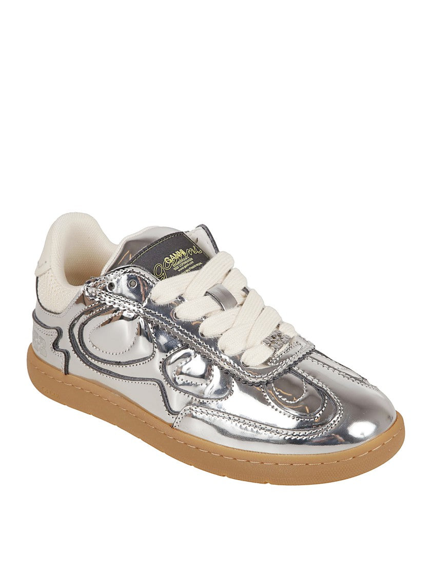 Ganni Butterfly-Inspired Silver Sneakers With Hidden Wedge