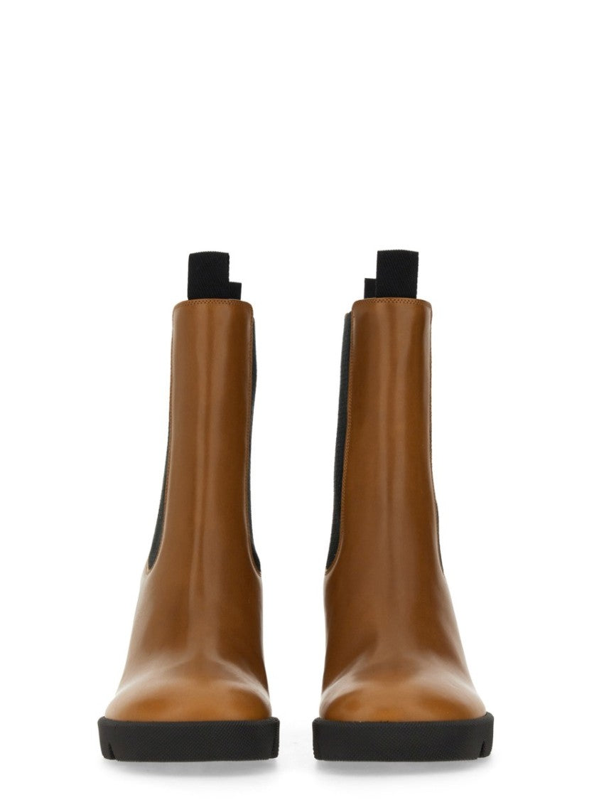 Burberry Leather Boots With High Block Heel