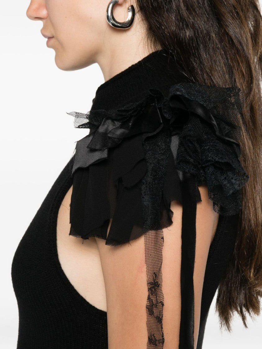 Alberta Ferretti Sleeveless Top With Ruffled Tulle Detailing