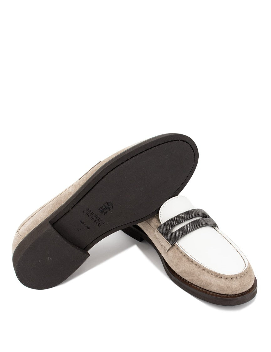 Brunello Cucinelli Hand-Embroidered Leather Moccasins With Polished Finish