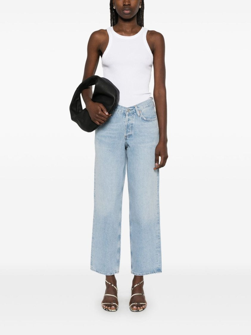 Agolde V-Waisted Clear Blue Jeans With Five-Pocket Design