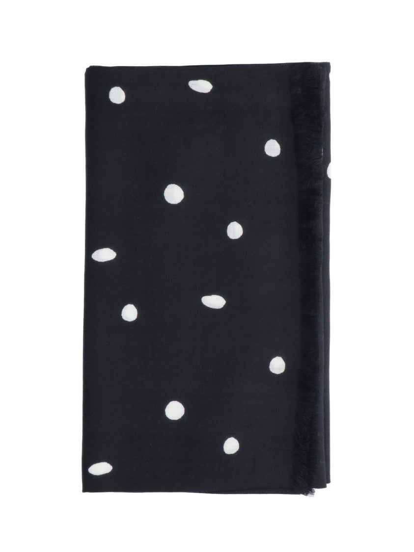 Destin Black Polka Dot Wool Scarf