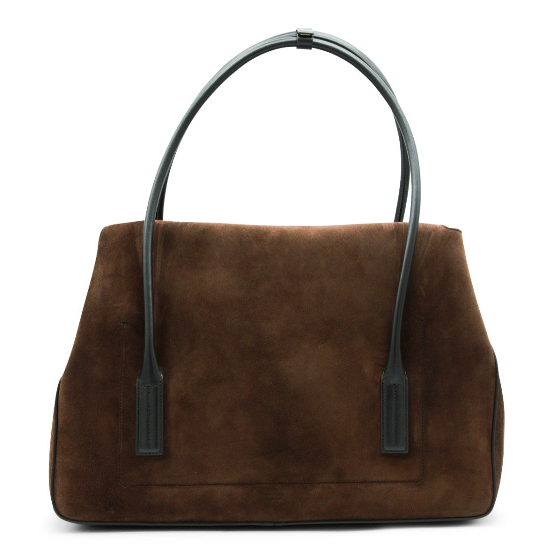 Tom Ford Brown Suede Leather Tote With Branded Padlock Charm
