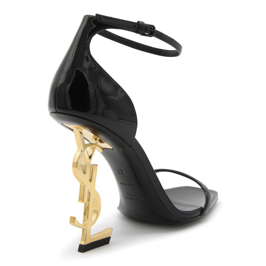 Saint Laurent Black Leather Sculpture Heel Sandals