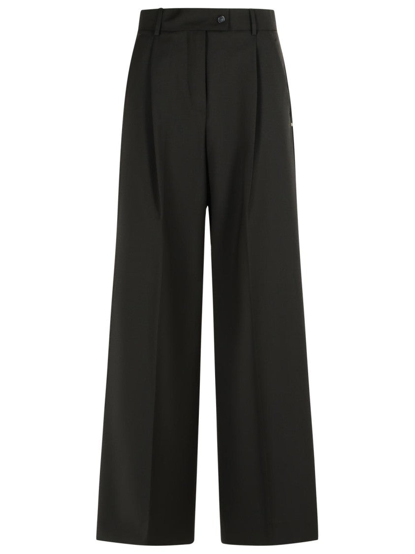 Sportmax Vela' Dark Brown Virgin Wool Pants
