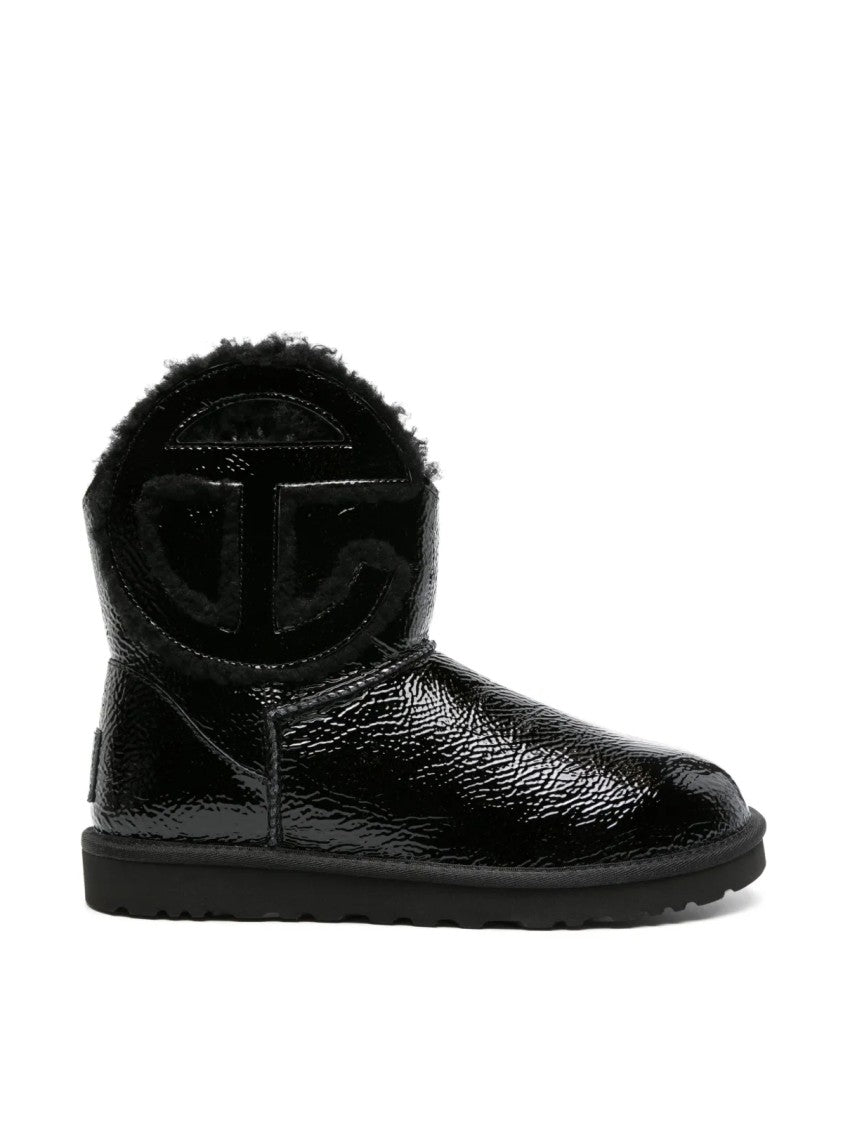 Ugg Mini Crinkle Boots With Logo And Plush Interior